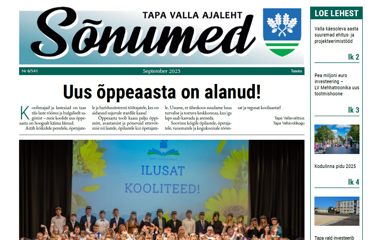 Septembrikuu ajalehe kaas